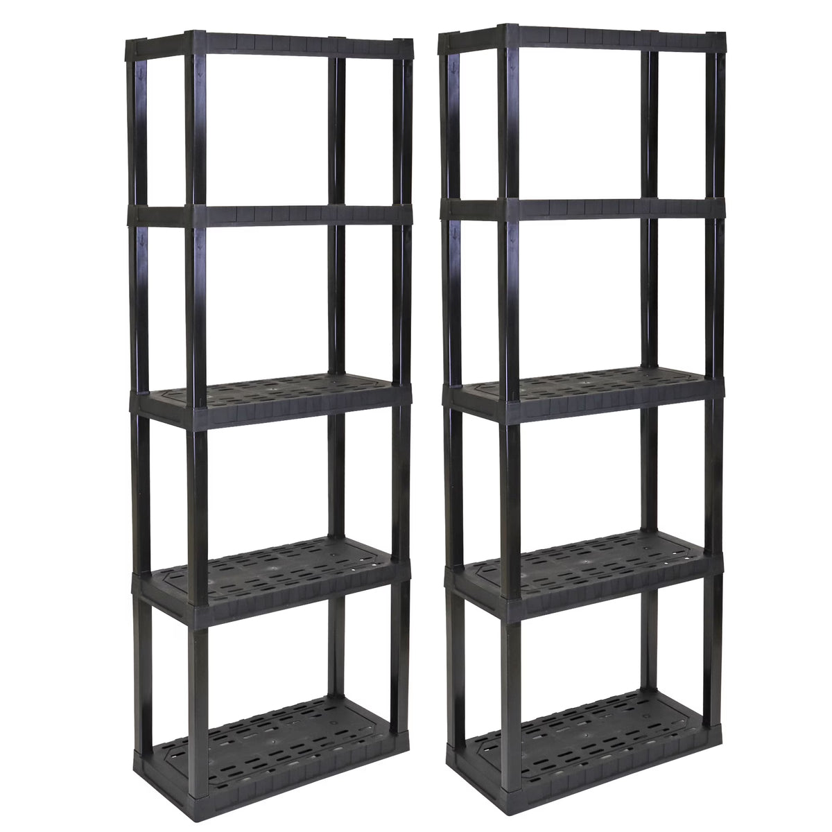 Hyper Tough Garage Shelving Unit Heavy Duty 5-Tier 75"H x 30"W x 14"D 2-Pack, Black 450 lbs Total Capacity