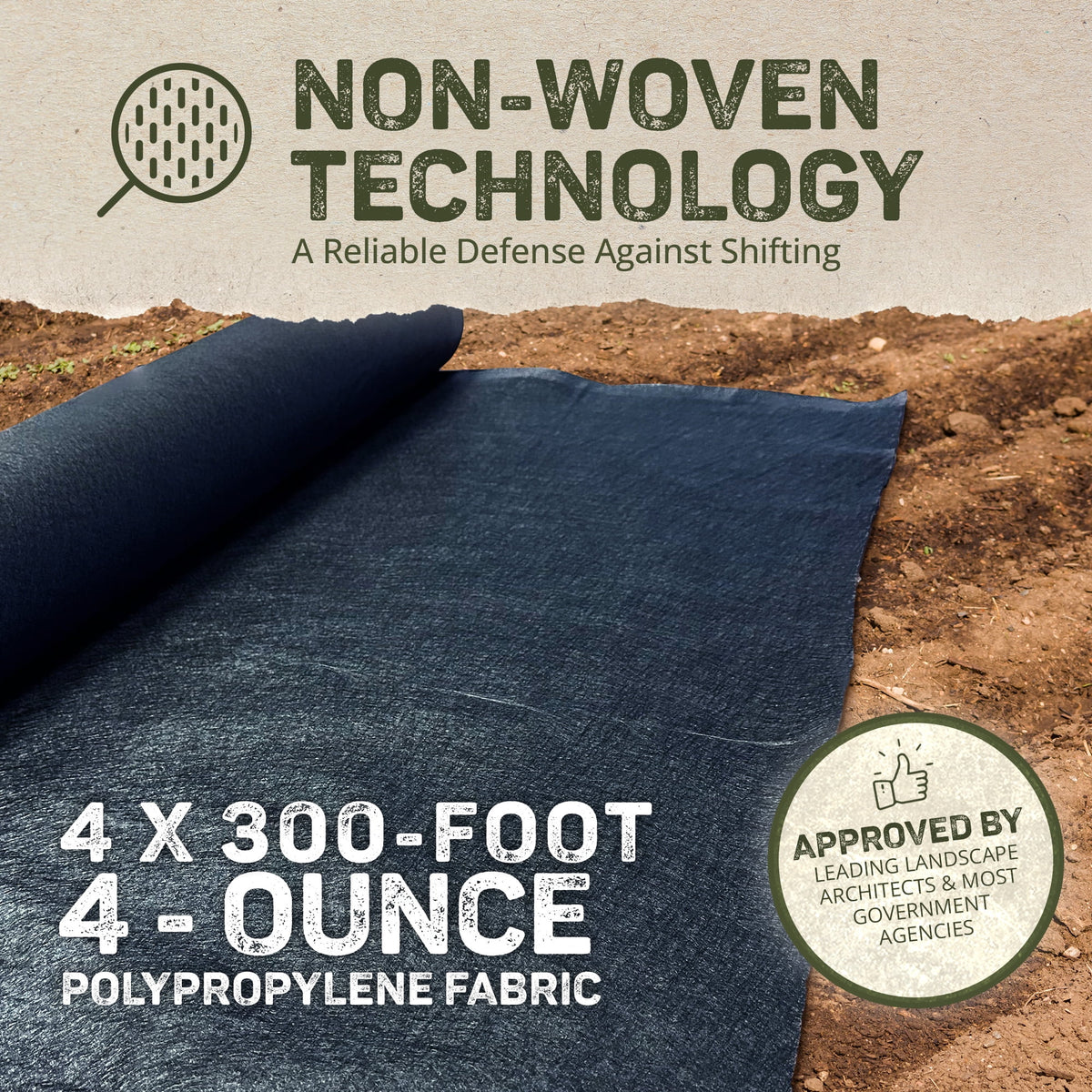 DeWitt Non Woven 4Oz Filter Fabric for Sidewalk Protection Cover, 4' x 300'