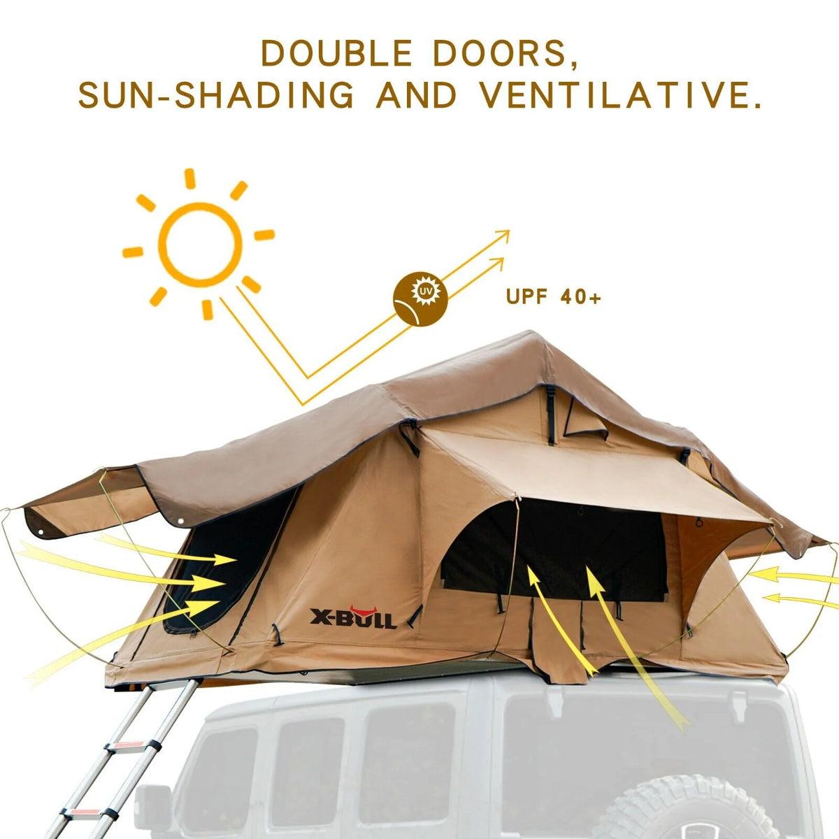X-BULL 3 Person Magtower Roof Top Tent with Ladder & Mattress