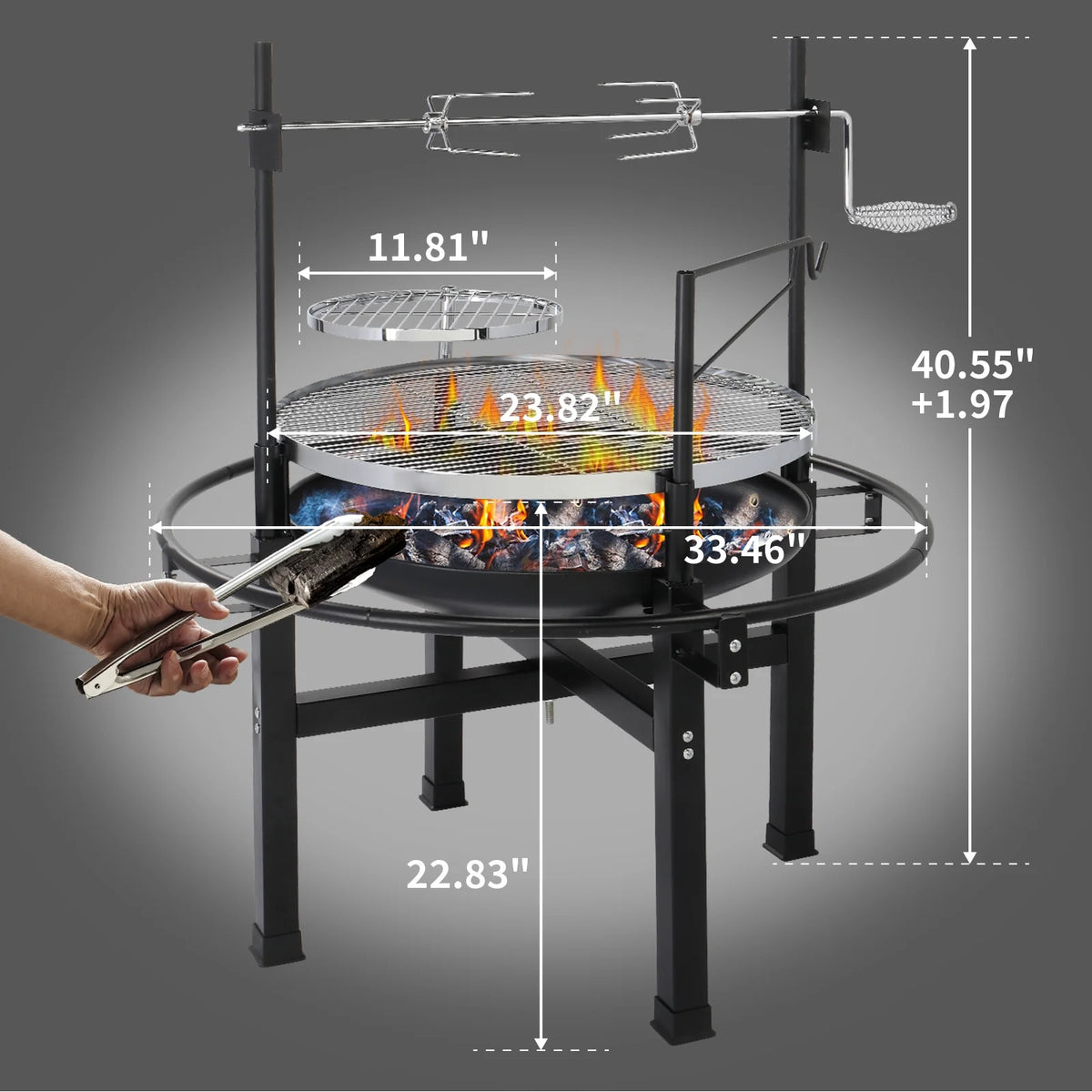 Hassch Round Iron Spray Grill Barbecue Grill Charcoal Grill Outdoor Grill Rotisserie Grill Grilling Grate Portable Outdoor Gr
