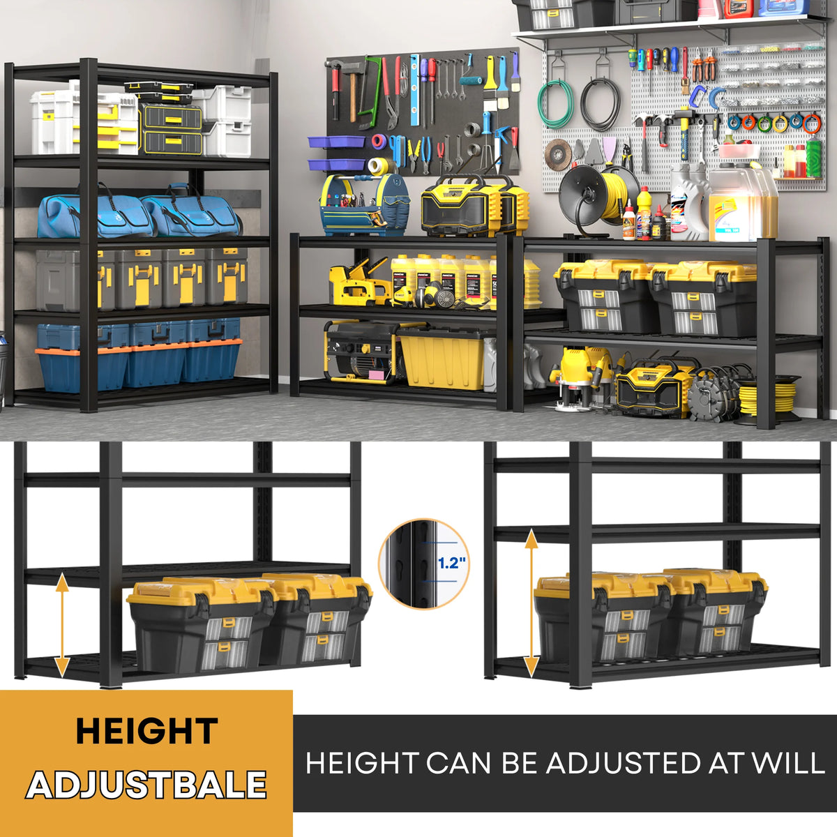 TrumanPick 2200LBS Metal Storage Shelves 40"W x 20"D x 59"H Garage Shelving Units Adjustable Storage Rack Heavy Duty Industri