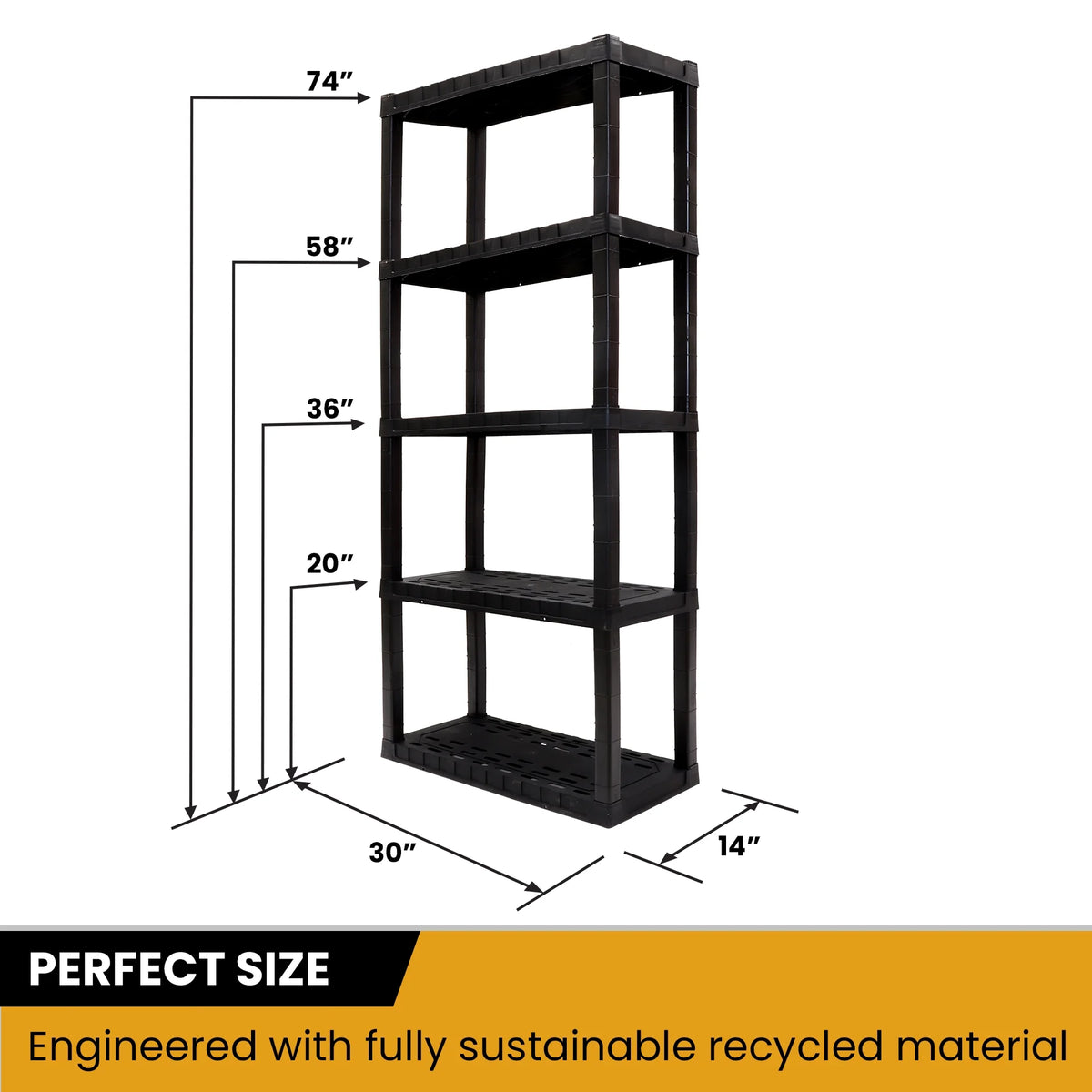 Hyper Tough Garage Shelving Unit Heavy Duty 5-Tier 75"H x 30"W x 14"D 2-Pack, Black 450 lbs Total Capacity