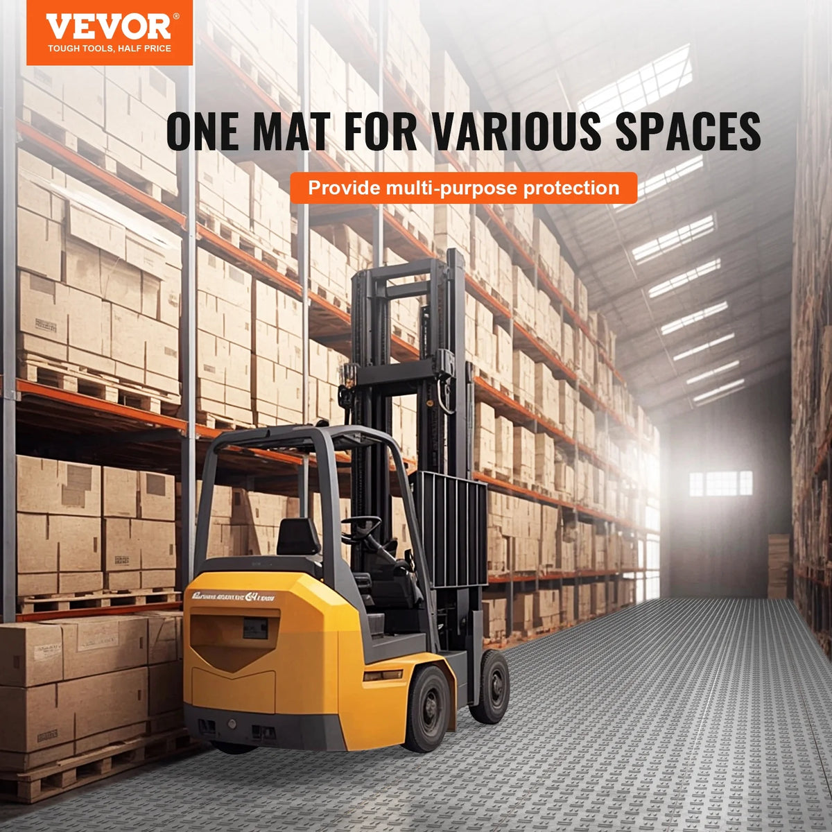 VEVOR Garage Tiles Interlocking, 12 x 12 x 0.53 inch 50 Pack Garage Floor Covering Tiles, Non-Slip Double-Sided Texture Garag