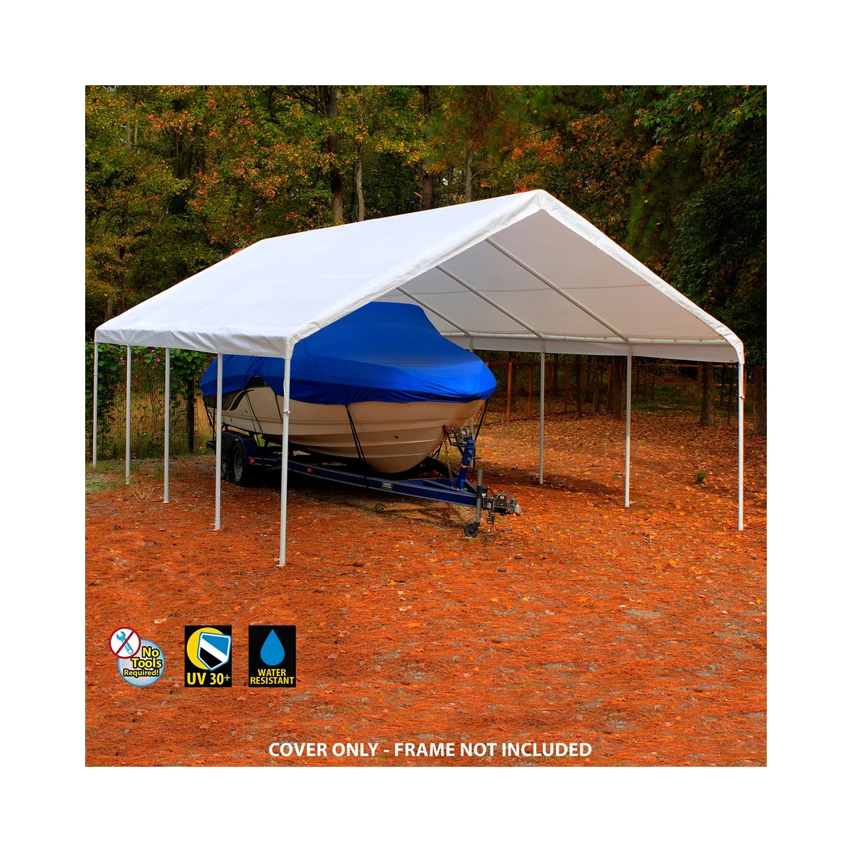 King Canopy 18' x 27' White Drawstring Carport Canopy Cover