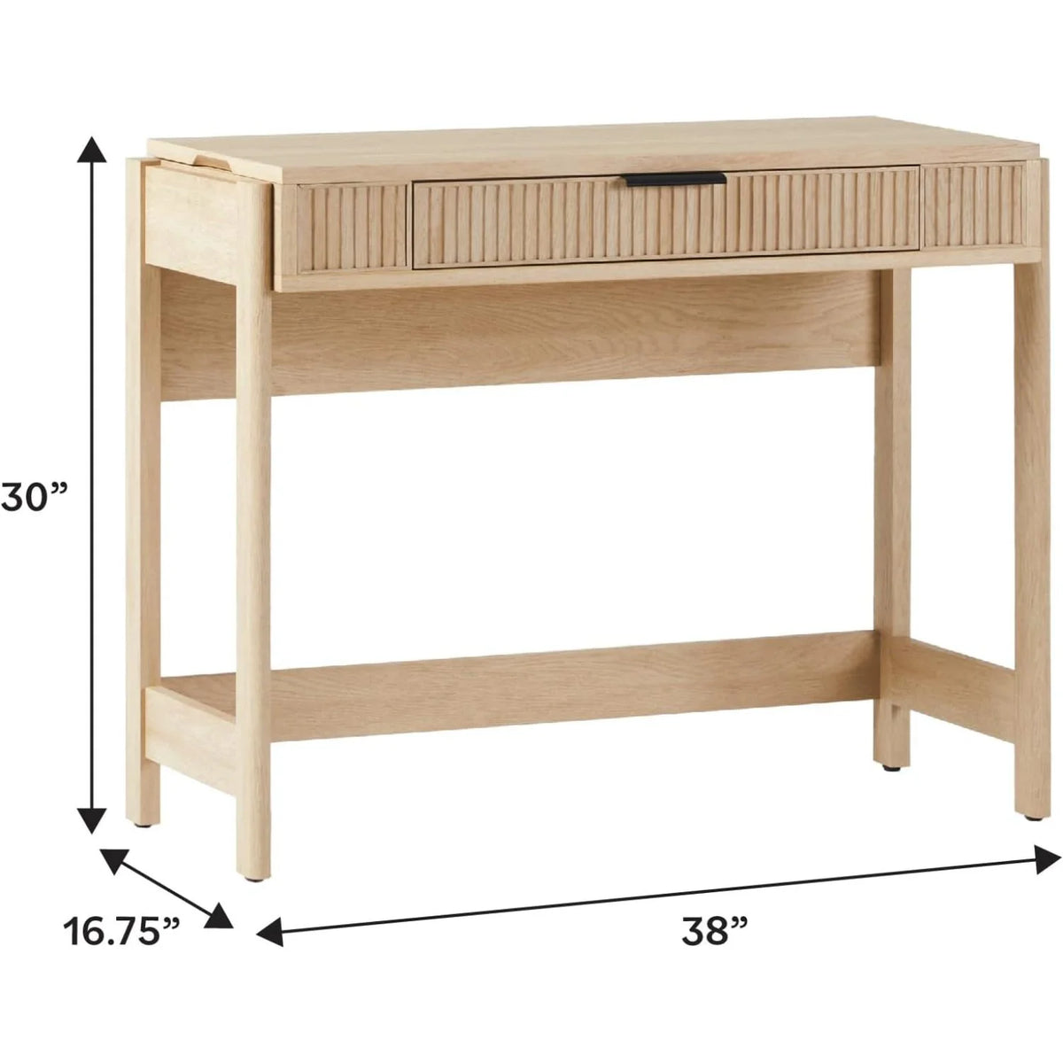 LHHP Transitional Style Furniture, Reeded Detail, Lift-Top Desk with Drawer and Storage Cubby, Sitting to Standing Desk, Soft