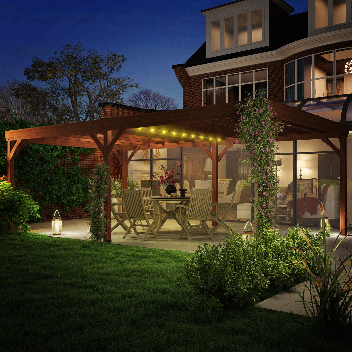 Outsunny 12' x 20' Outdoor Wood Pergola, Climbing Vine Gazebo, Brown
