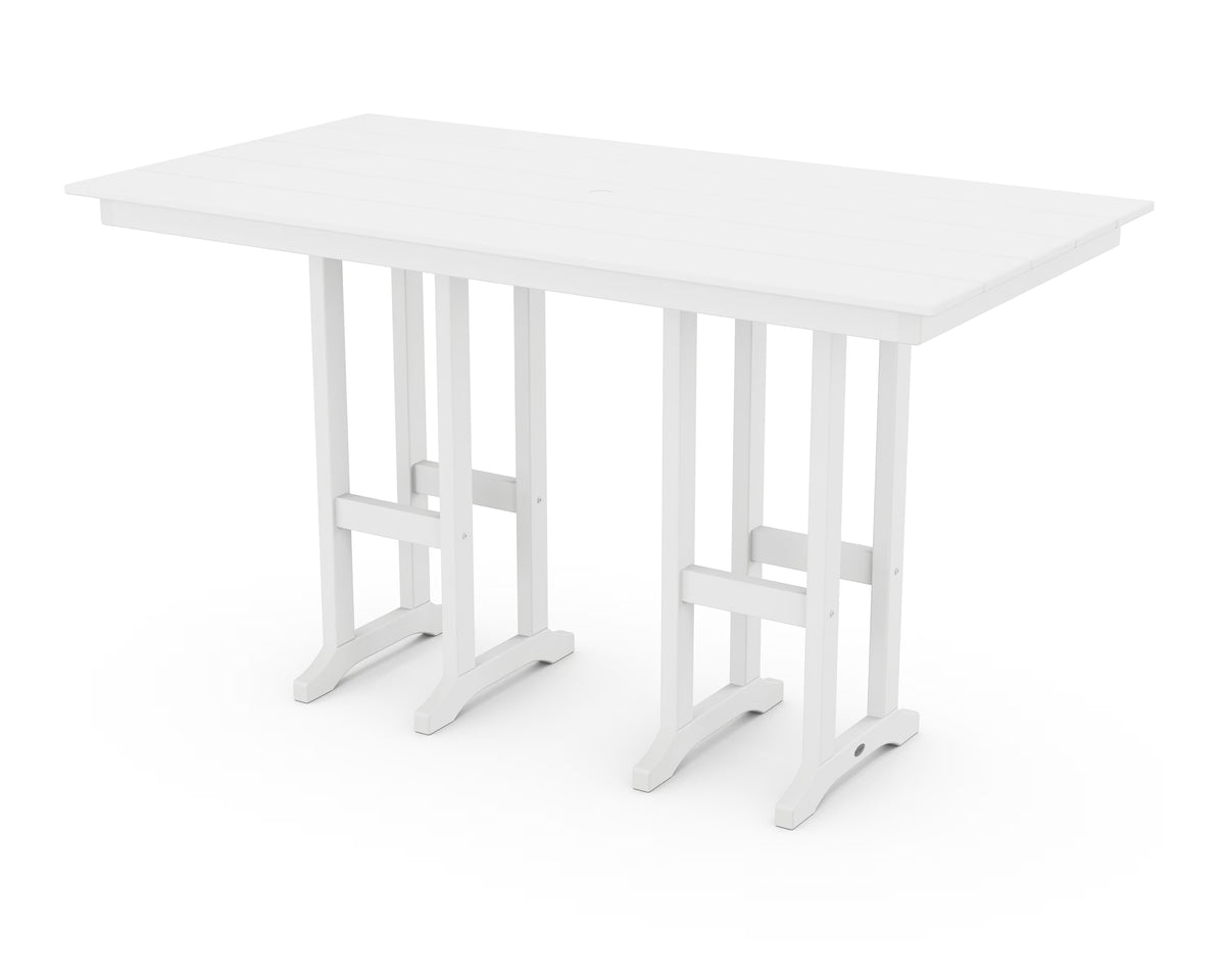 POLYWOOD 37" x 72" Farmhouse Patio Bar Table with Weather-Resistant Design, Slate Grey