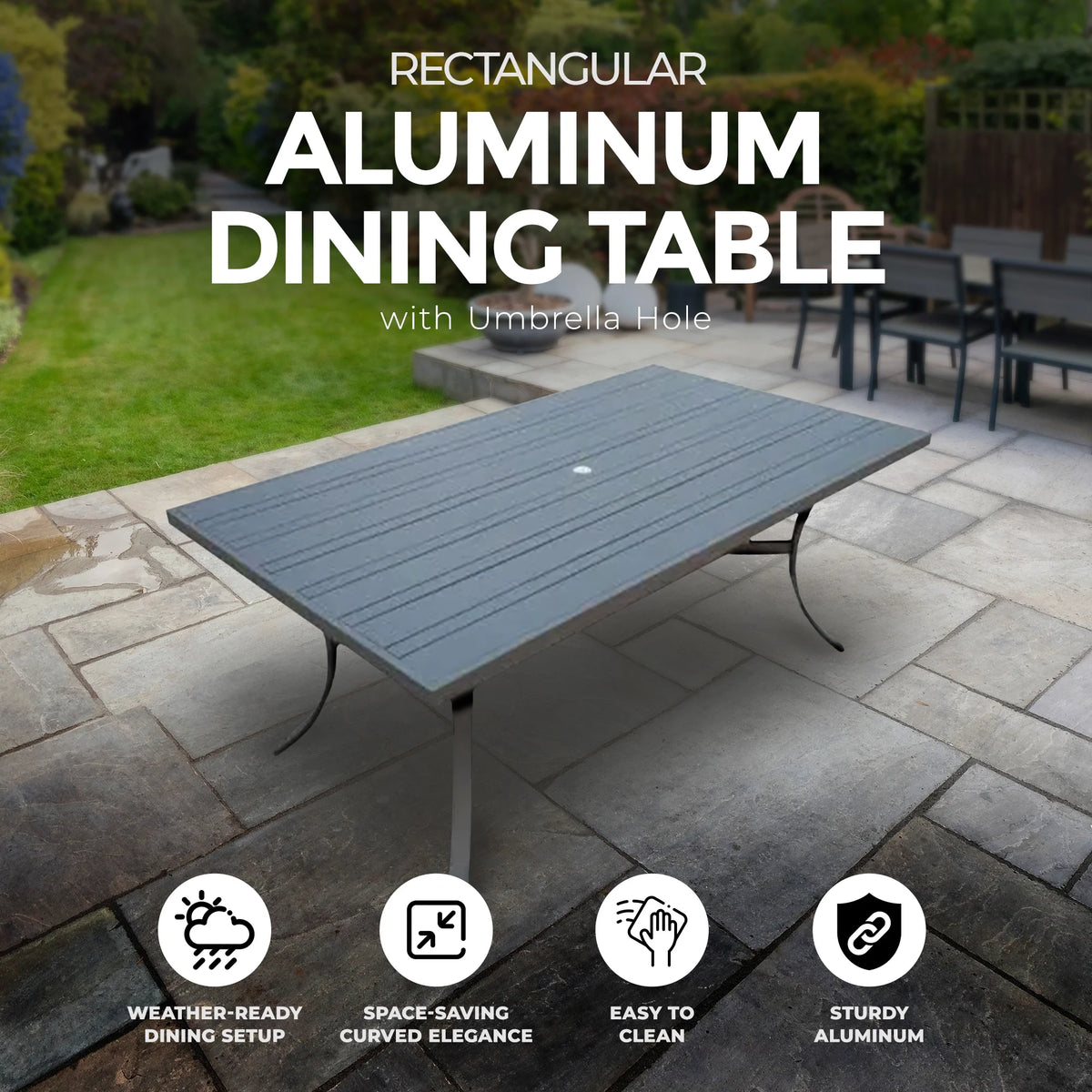 Four Seasons Courtyard Tuscany 72 x 39" Rectangular Aluminum Dining Table