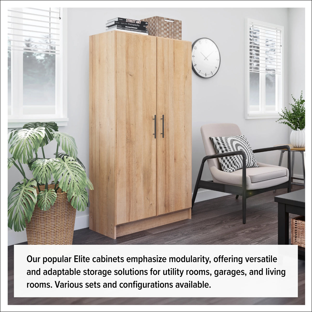 Prepac Elite Tall Garage Storage Cabinet & Pantry Storage Cabinet, 2-Door Freestanding Garage Cabinet with Adjustable Shelves