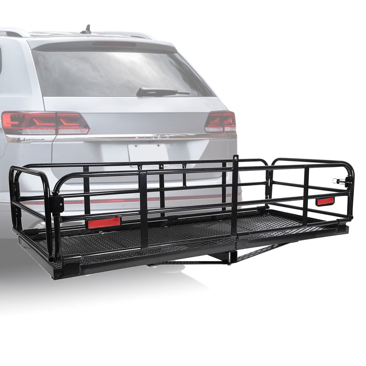 Kojem 500 Lbs Hitch Mount Cargo Carrier 60" x 24" x 14" Folding Cargo Rack Rear Luggage Basket Fits 2" Receiver for Car SUV C