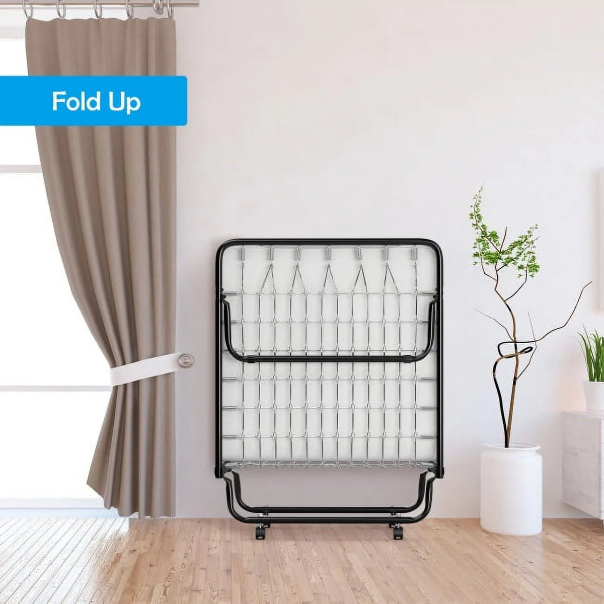 75" x 31" x 13" Folding Bed with Mattress, Rollaway Bed Metal Frame on Wheels, Portable Foldable Guest Bed for Adults, Cot Si