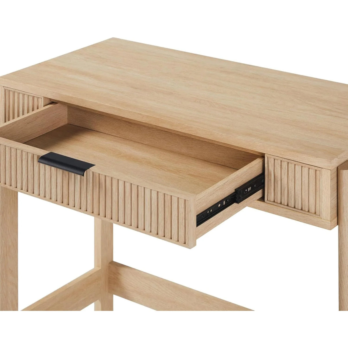 LHHP Transitional Style Furniture, Reeded Detail, Lift-Top Desk with Drawer and Storage Cubby, Sitting to Standing Desk, Soft