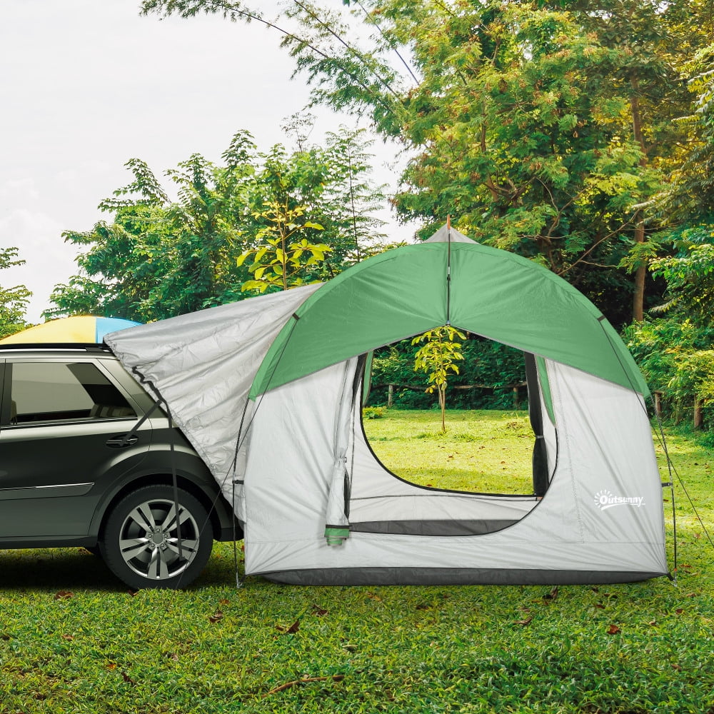 Outsunny SUV Tent, 2000mm Waterproof Truck Tent with 3 Doors and Mesh Window, for 5-6 Person Camping Outdoor Travel, 7.5' L x