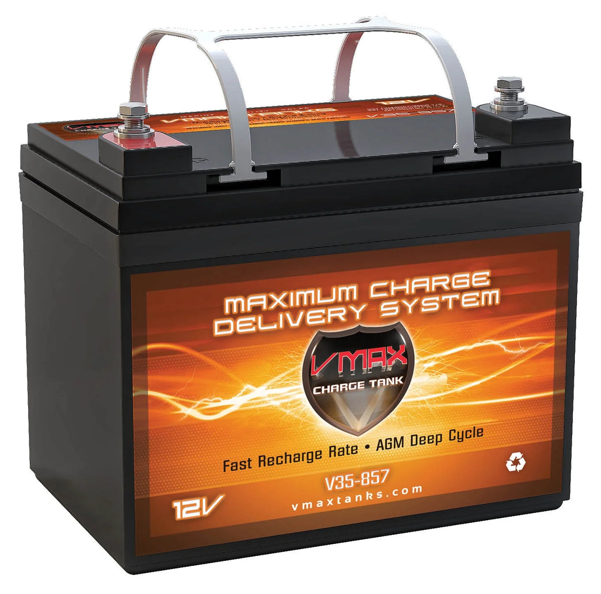 VMAX V35-857 12V 35AH AGM Deep Cycle U1 Battery (7.7"x 5"x 6.1") for Minn Kota Endura Max 45 Hand Control - 12V-45lb Trolling