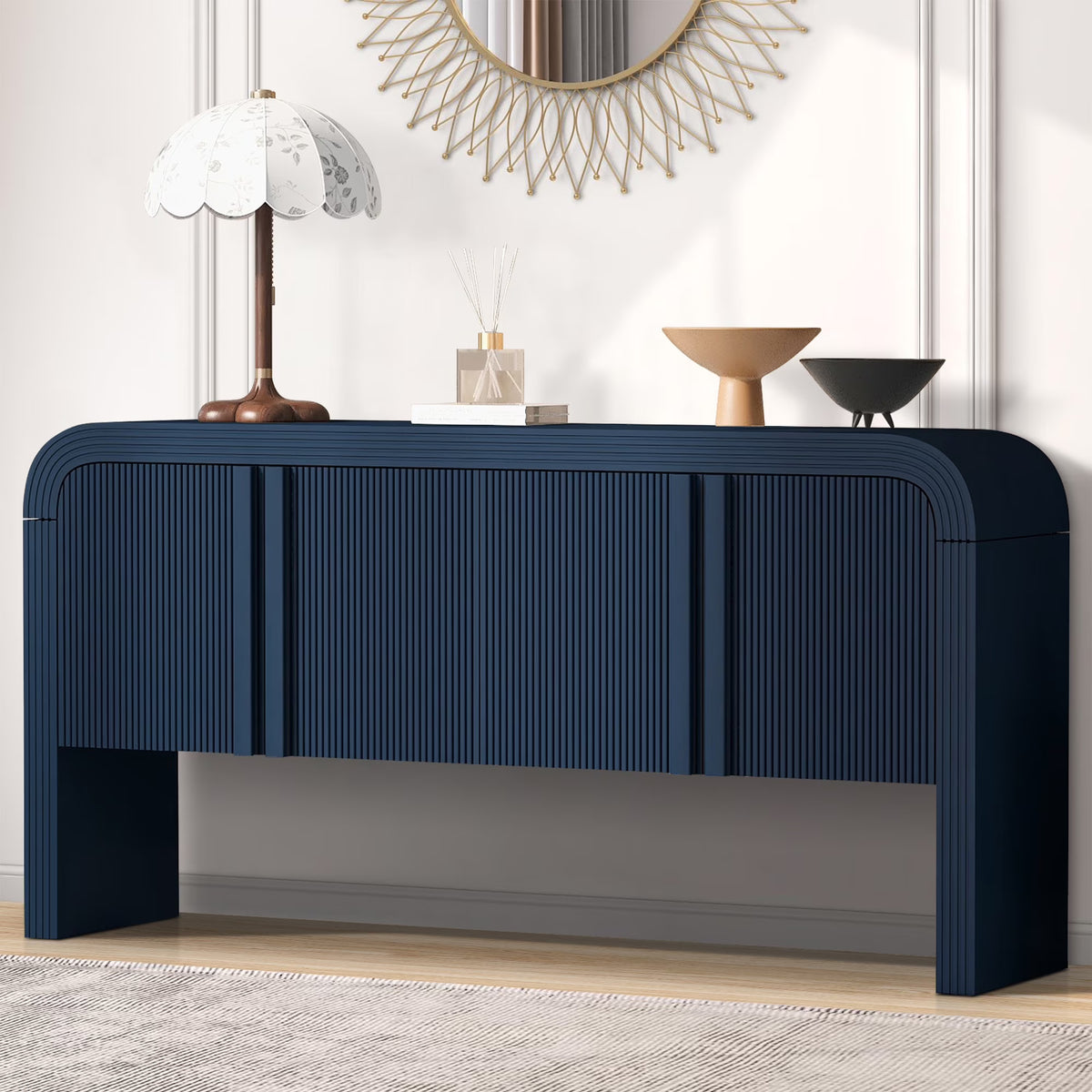Accent Cabinet with 4 Doors, TUANLUO Buffet Cabinet with Adjustable Shelves, Wood Storage Cabinet, Modern Accent Cabinet Furn