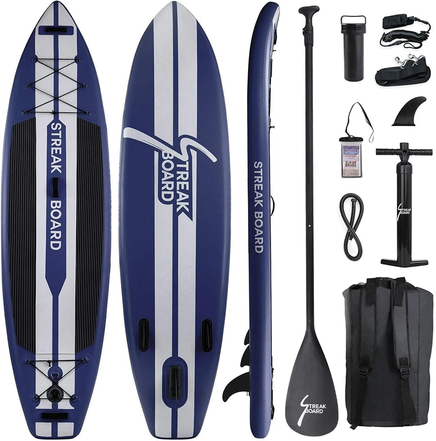 streakboard 11FT Inflatable Stand Up Paddle Board SUP Surfing Boards No Slip Deck, 6'' Thick with Backpack