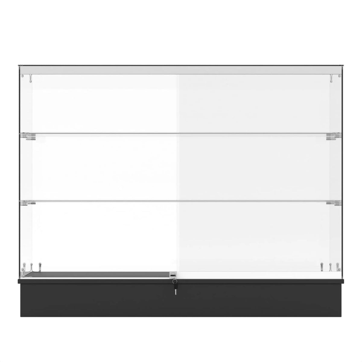 48" W x 18" D x 38" H - White Full Vision Retail Display Case, Tempered Glass Display Cabinet with Glass Shelves and Lock, St