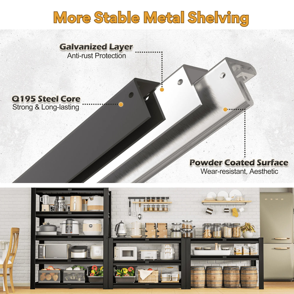 TrumanPick 2200LBS Metal Storage Shelves 40"W x 20"D x 59"H Garage Shelving Units Adjustable Storage Rack Heavy Duty Industri