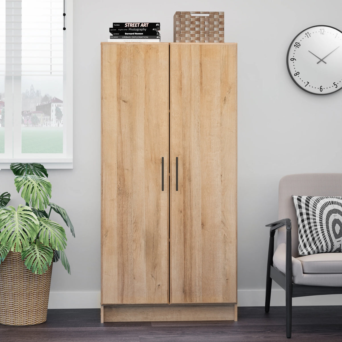 Prepac Elite Tall Garage Storage Cabinet & Pantry Storage Cabinet, 2-Door Freestanding Garage Cabinet with Adjustable Shelves