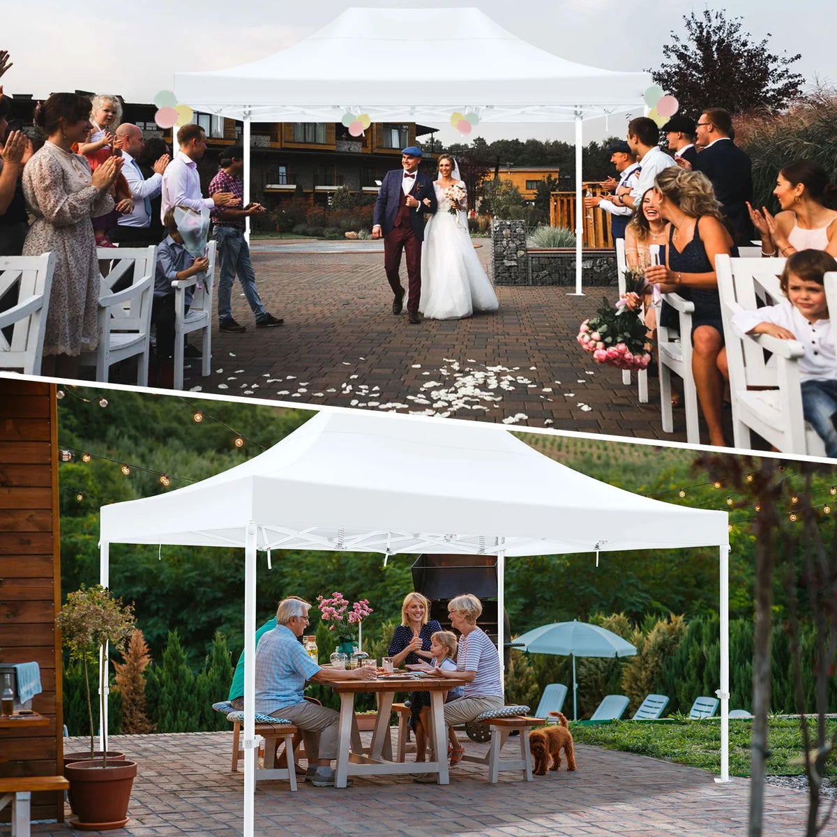 HOTEEL 10x15 Heavy Duty Canopy Tent ,Pop up Canopy for Parties Wedding,Commercial Easy up Gazebo with Roller Bag,UV 50+ &,White