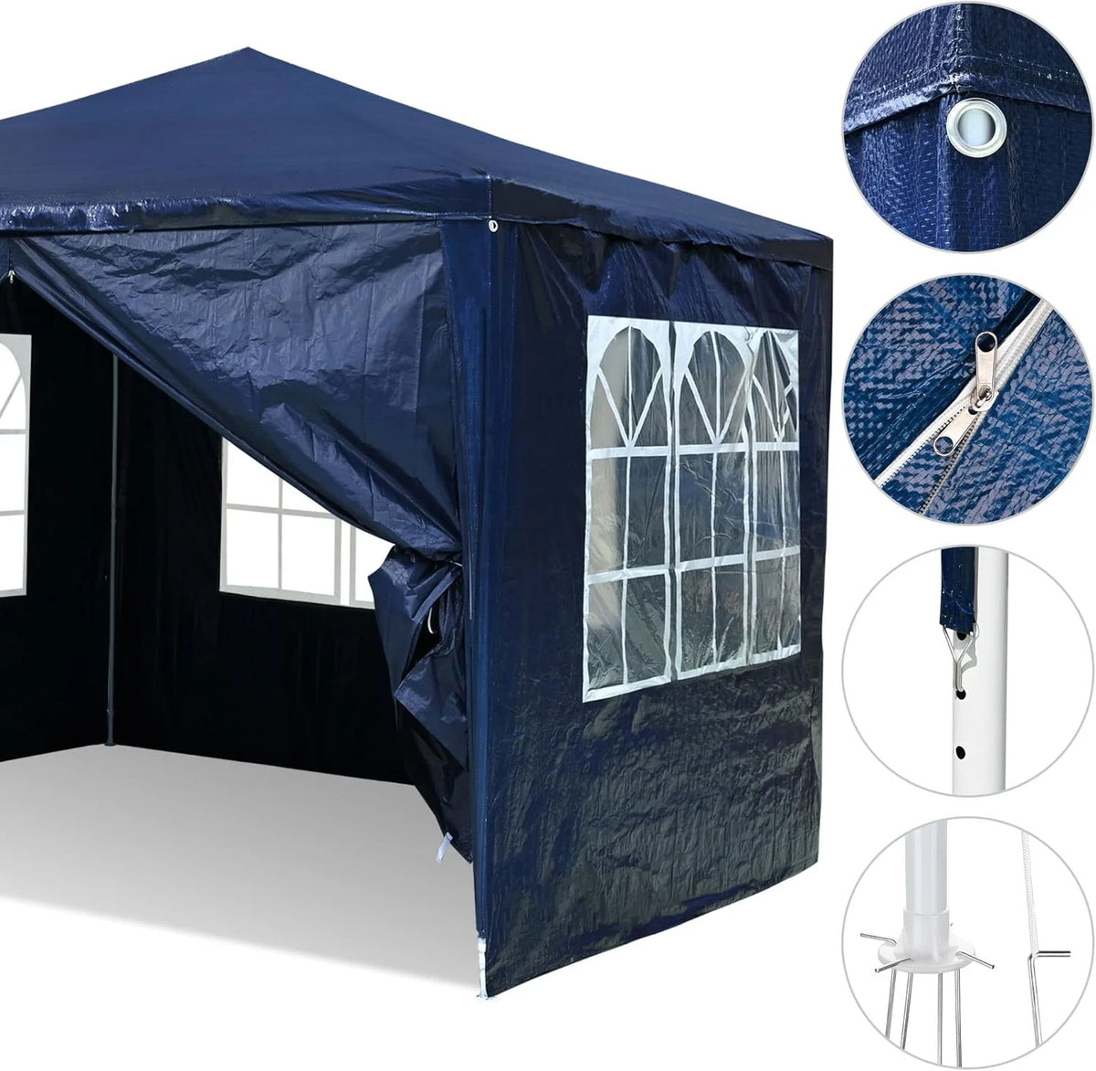 10' x 10' Outdoor Wedding Party Tent 4 Sidewalls, Blue