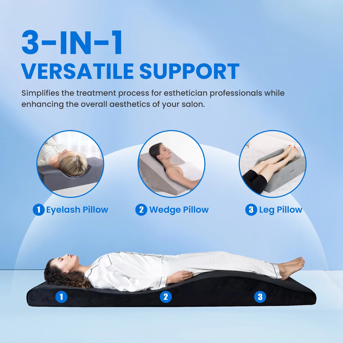 Lash Bed Foam Topper, Massage Table Memory Foam Topper, Ergonomic Curved Mattress Topper Lash Bed Cushion for Beauty Salon (7