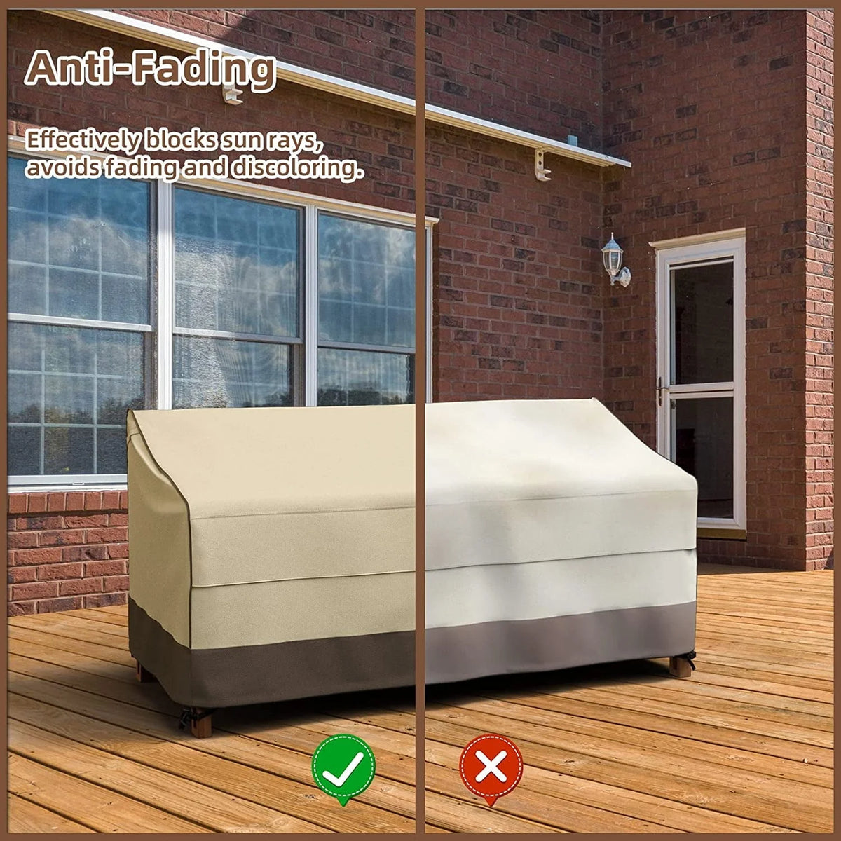 Waterproof Outdoor Couch Cover, 600D Heavy Duty 3-Seater Patio Sofa Cover, 80-Inch Patio Furniture Covers with Large Air Vent