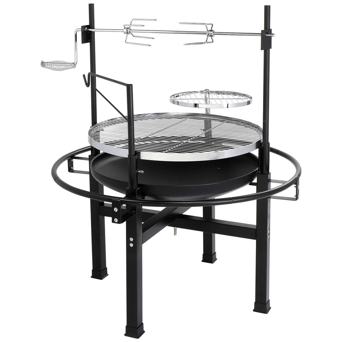 Hassch Round Iron Spray Grill Barbecue Grill Charcoal Grill Outdoor Grill Rotisserie Grill Grilling Grate Portable Outdoor Gr