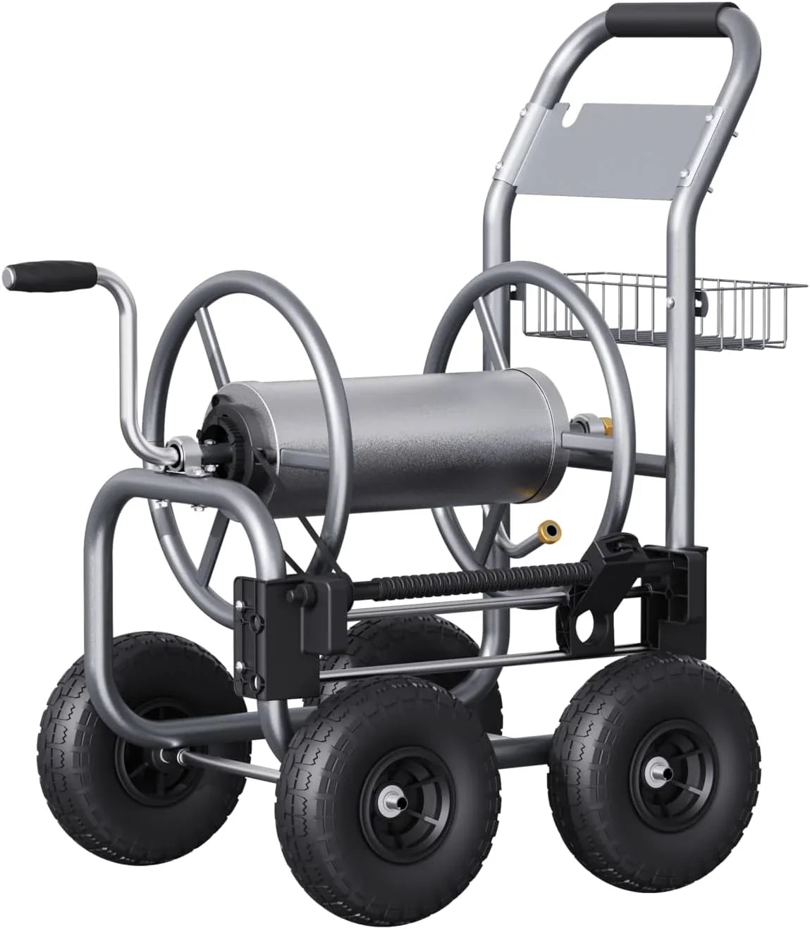 Hose Reel Cart, Hose Cart with Wheels Heavy Duty, Industrial Hose Reels for Outside, 250-Feet of 5/8" Hose Capacity, Hose Guide Pre-Installed