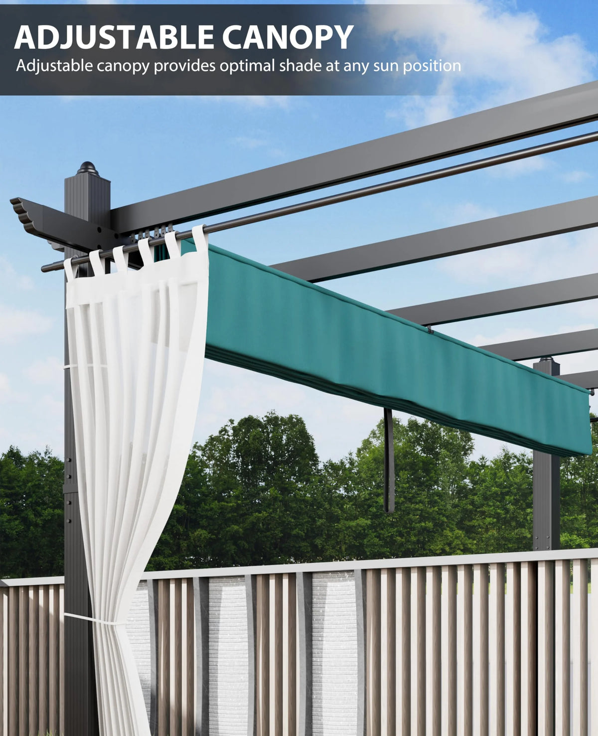Outdoor Retractable Pergola with Sun Shade Canopy, 10' X 10'/10' X 13' Patio Metal Shelter for Garden Porch Beach Pavilion Gr
