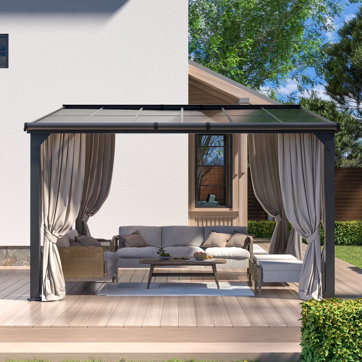 Jaxpety 14 x 10 ft. Hardtop Gazebo Outdoor Awnings for Patio, Backyard, Porch