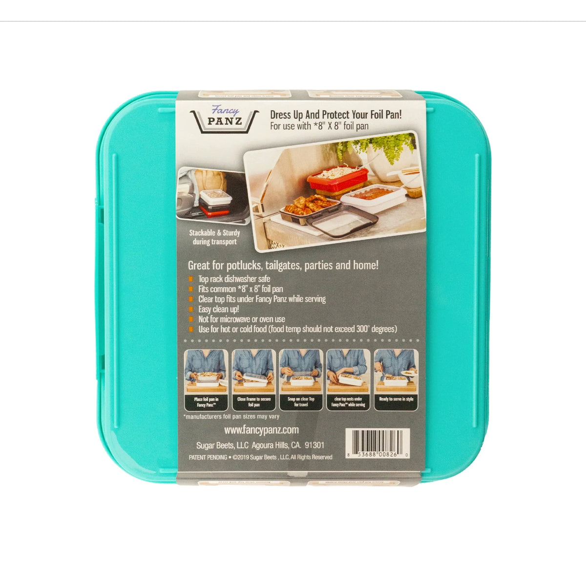 Fancy Panz Plastic 8" x 8" Aqua Foil Pan Carrier 1pk