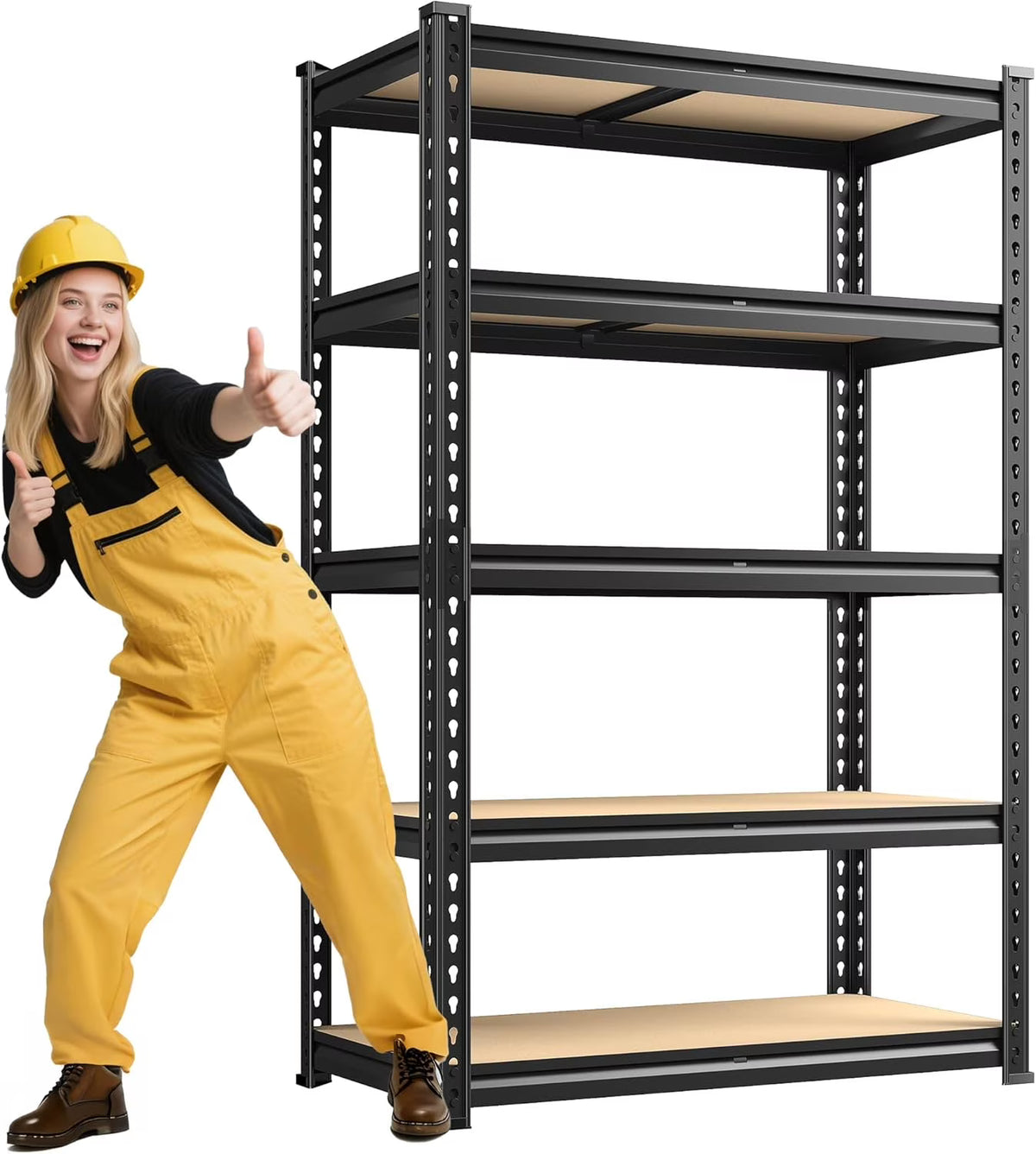 72.12" H Garage Shelving, Storage Shelves Load 2100LBS, 5-Tier Adjustable Shelving Unit with Thickened Wooden Boards for Mult