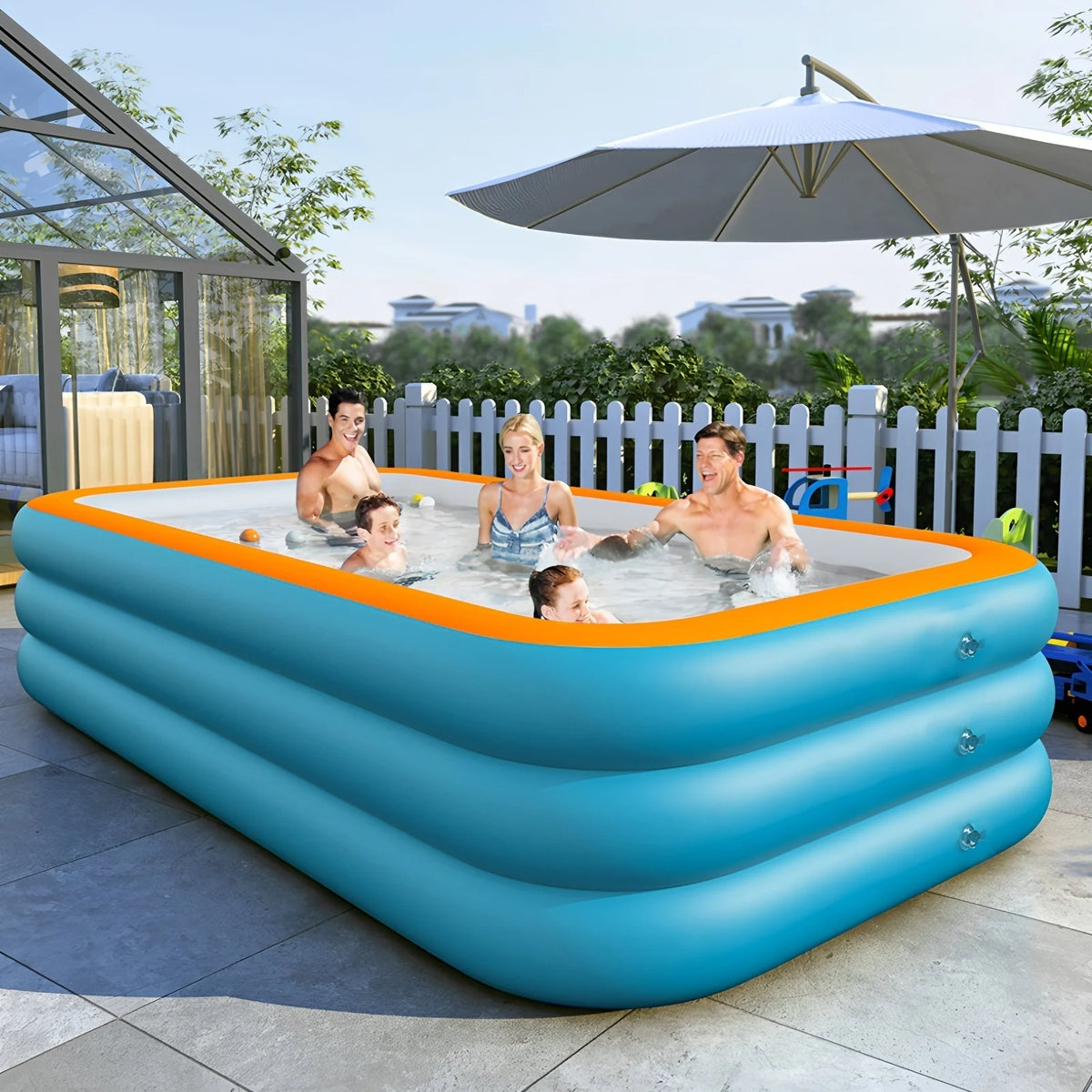 ZQIULDY Inflatable Swimming Pool for Kids and Adults, 118" X 68" X 23" Big Inflatable Pool, Family Swimming Pool for Toddlers