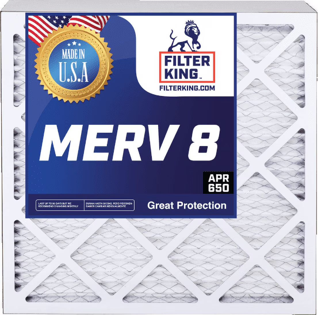 Filter King 16x25x4 Air Filter - 5-PACK - MERV 8 HVAC Pleated A/C Furnace Filters - MADE IN USA - Actual Size: 15.5 x 24.5 x