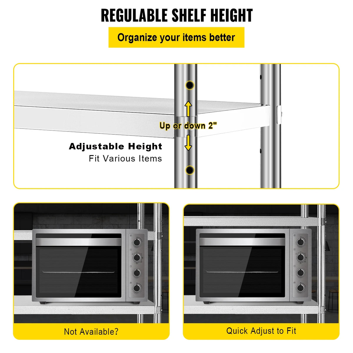 KFFKFF Storage Rack, Quad-Level Metal Shelves, Organizational Shelf Unit, Dimensions 70.9 x 17.7 x 59.1 Inches, Robust Storag