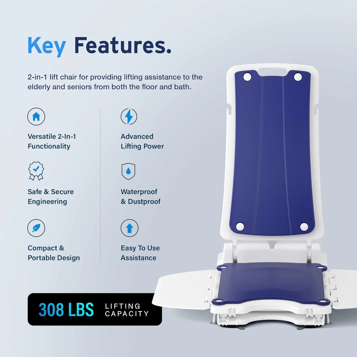 AYDMED 2-in-1 Electric Lift Chair, 308lbs Capacity, Waterproof