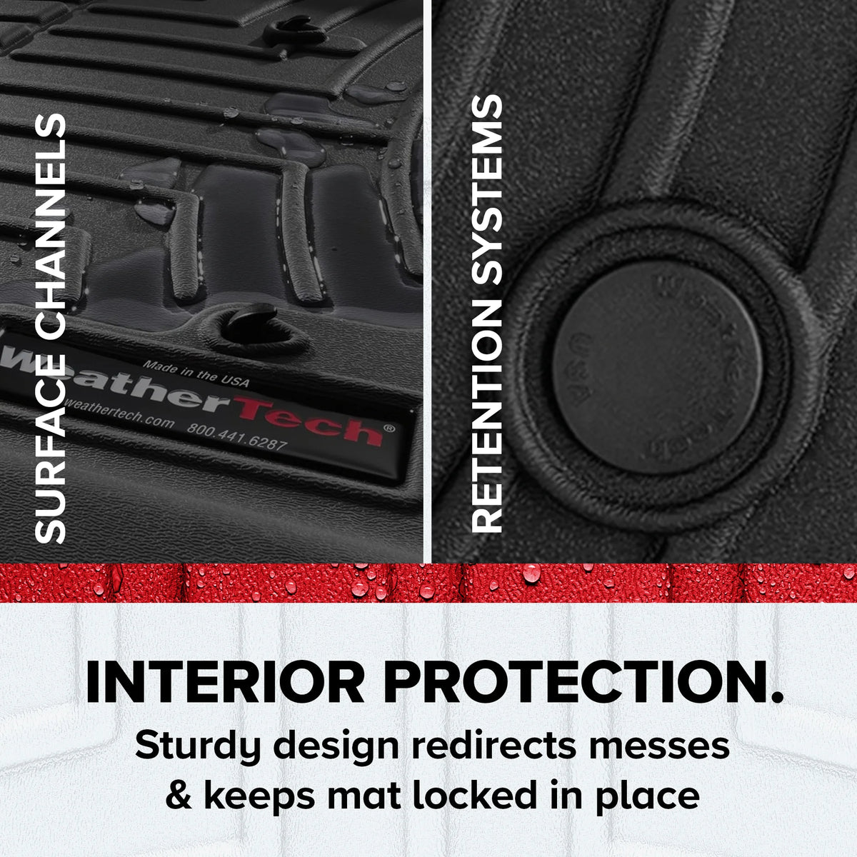 WeatherTech Custom Fit FloorLiners compatible with 2021-2024 Tesla Model X - 2nd Row, Black