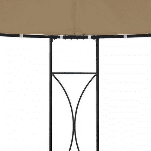 vidaXL Outdoor 9.8 x 9.5 Round Canopy Pavilion, UV & Water-Resistant, White & Black