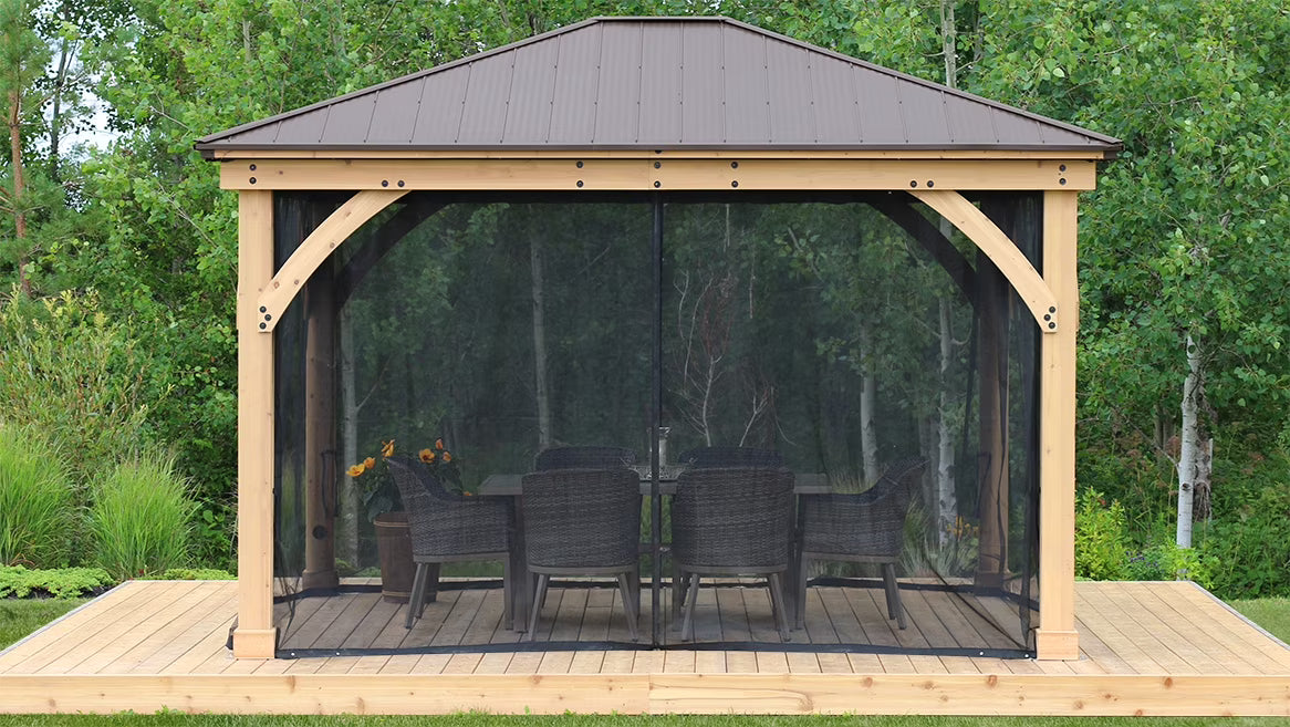 Yardistry 12' x 14' Meridian Hardtop Gazebo Mosquito Mesh Kit, Beige