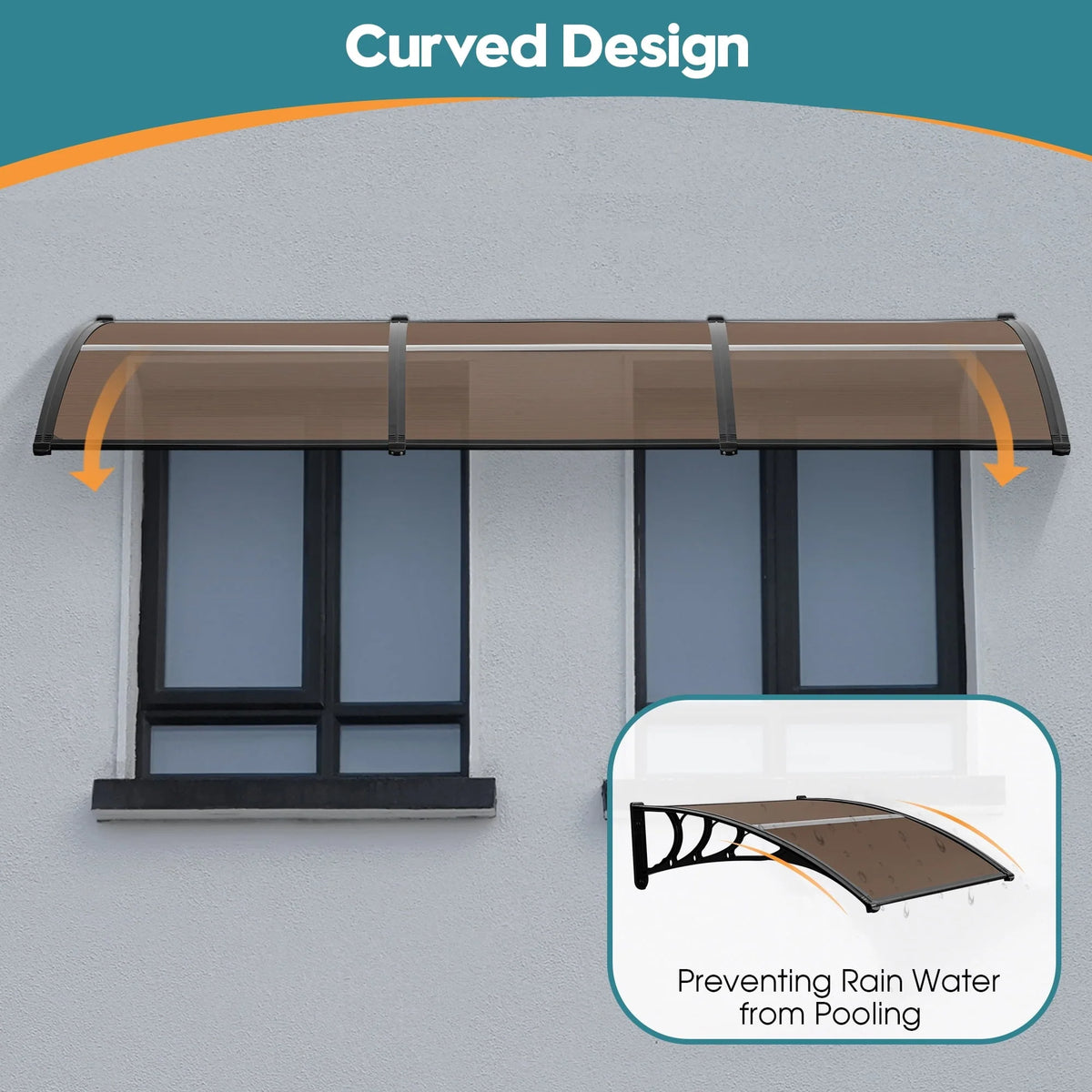 MCombo 10 ft. W x 3.5 ft. D Window & Door Awning Polycarbonate Canopy