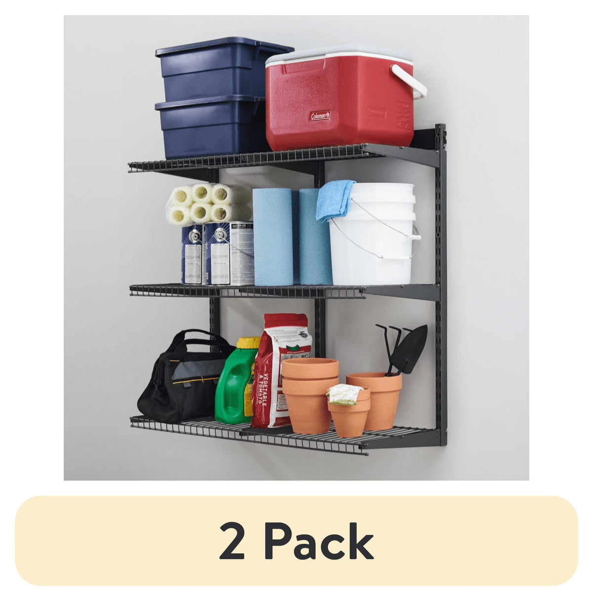 Rubbermaid Garage FastTrack 36" x 12" Shelf Kit, 3-Shelves, Black