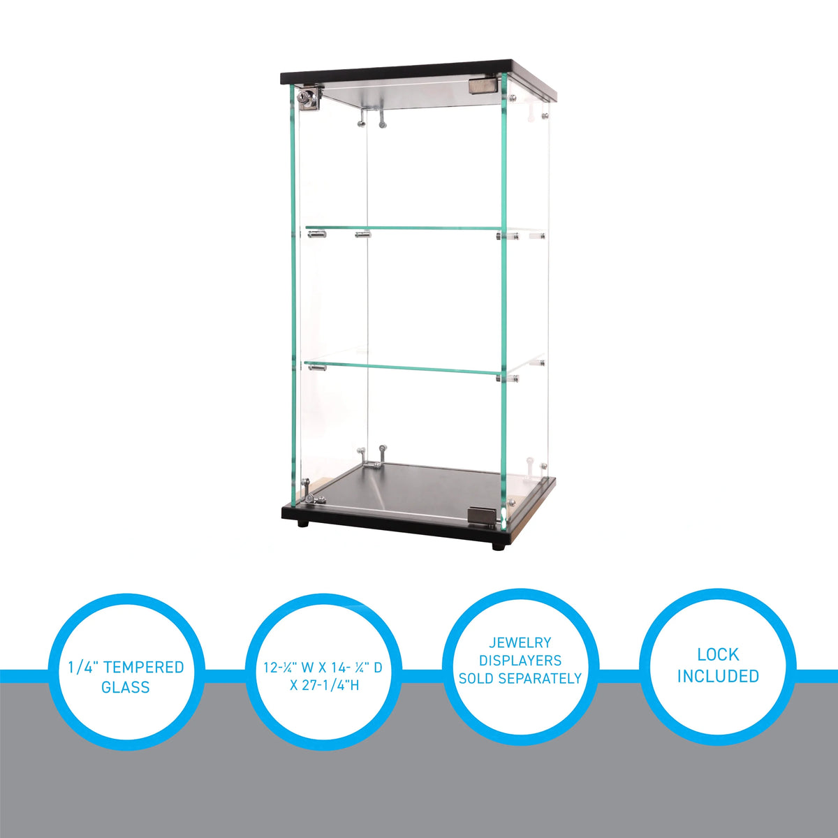 SSWBasics Infinity Countertop Glass Display Case (Ready to Assemble) - 12-1/4"W x 14-1/4"D x 27-1/4"H - Showcase Cabinet Book