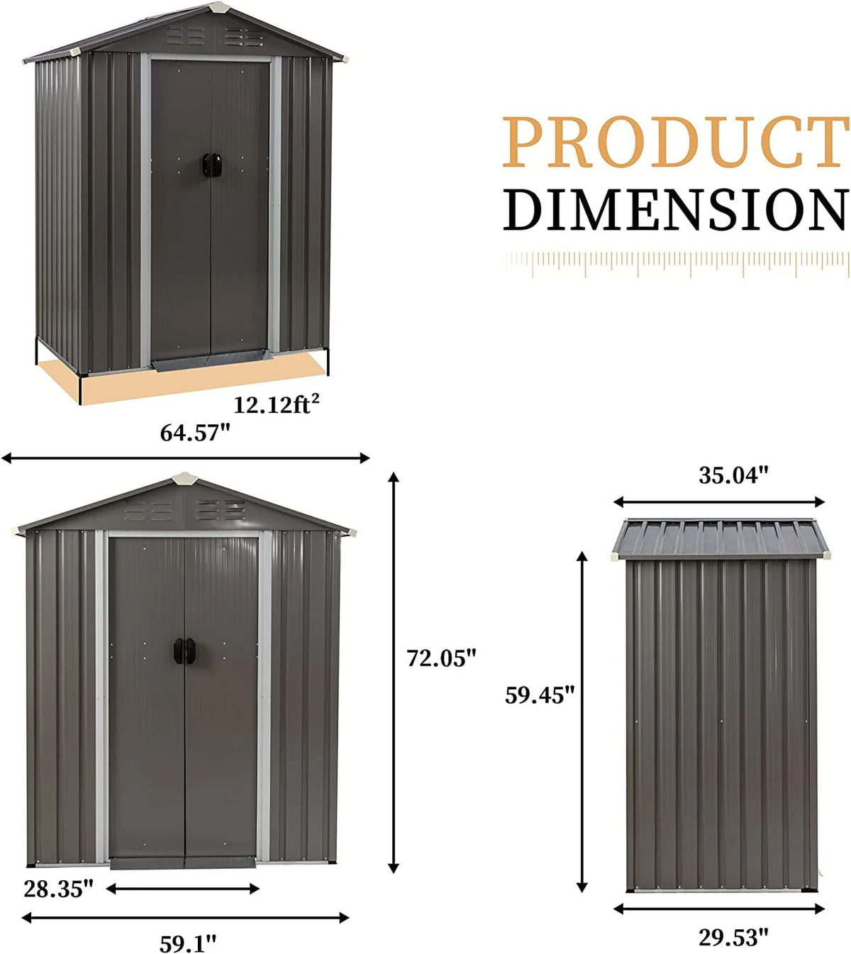 Sobaniilo 5'x 3'x 6' FT Outdoor Storage Metal Shed with Lockable Door, Tools Storage Shed Clearance, Outdoor House for Backya