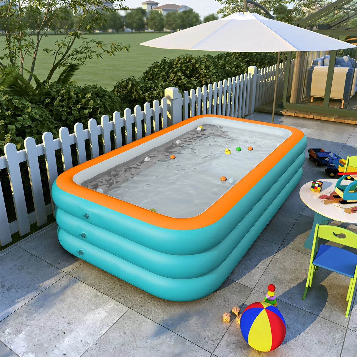 ZQIULDY Inflatable Swimming Pool for Kids and Adults, 118" X 68" X 23" Big Inflatable Pool, Family Swimming Pool for Toddlers