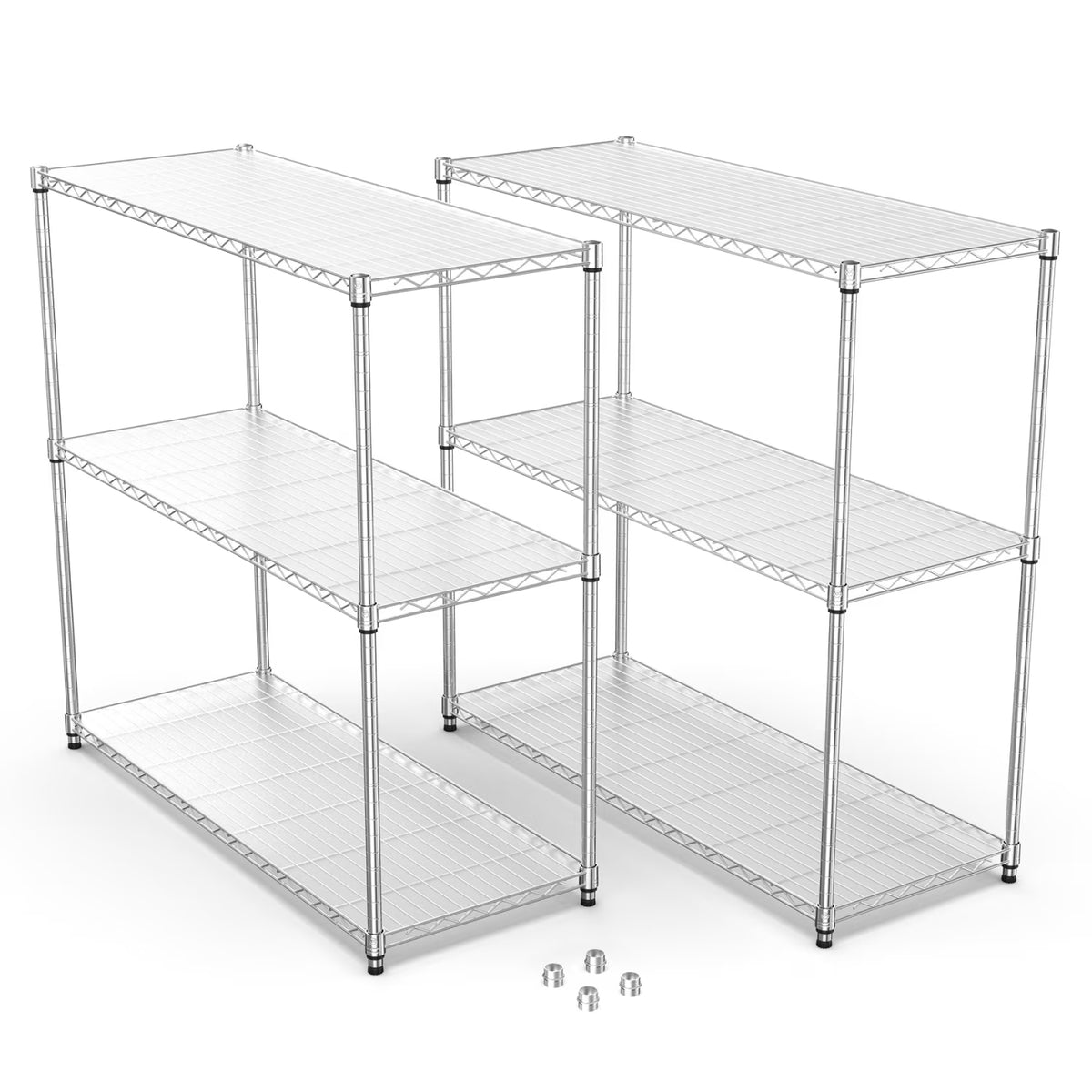 Holaki 3 Tier NSF Metal Shelf Wire Shelving Unit - Set of 2, 1050lbs Capacity Heavy Duty Adjustable Storage Rack with Shelf L