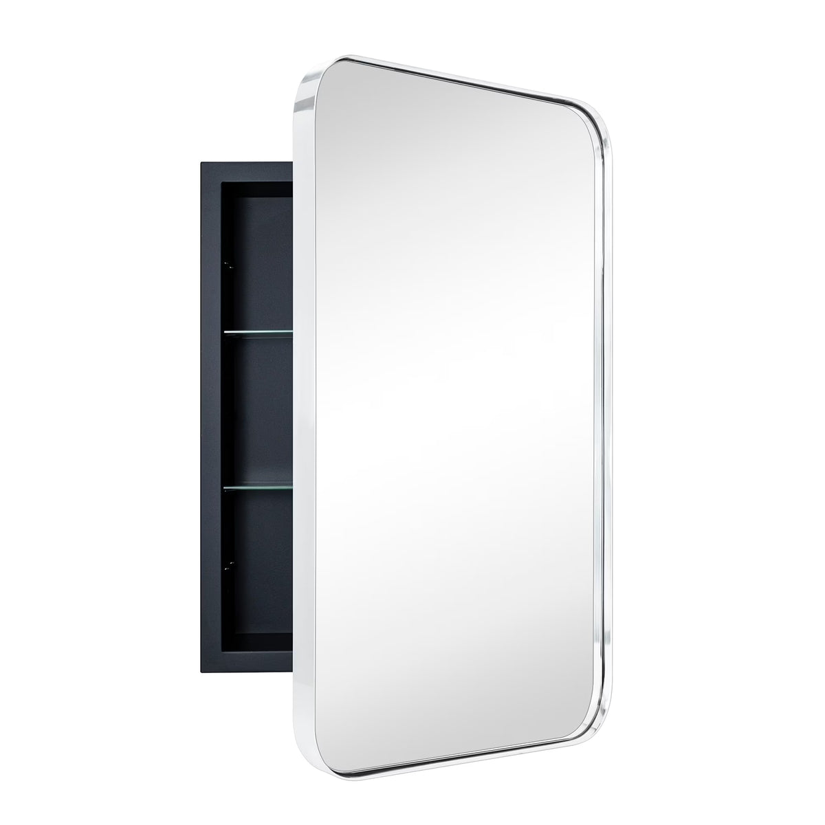 TEHOME WH Recessed Framed Medicine Cabinet with Mirror and Adjustable Shelves 16" x 24" - Chrome