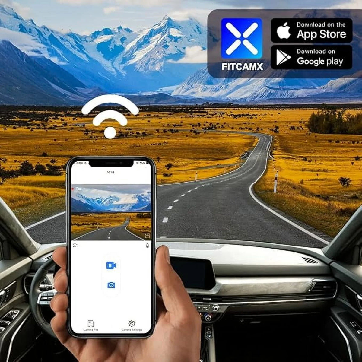Fitcamx 4K Dual Dash Cam Suitable for Kia Telluride 2023 2024 S LX EX SX X-pro X-Line (Part NO#S9500), OEM Look, Built-in WiF