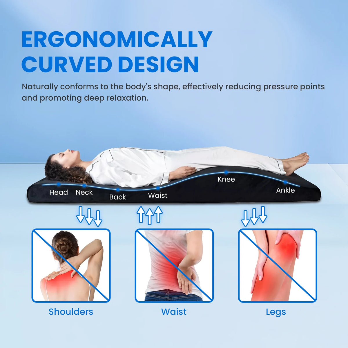 Lash Bed Foam Topper, Massage Table Memory Foam Topper, Ergonomic Curved Mattress Topper Lash Bed Cushion for Beauty Salon (7