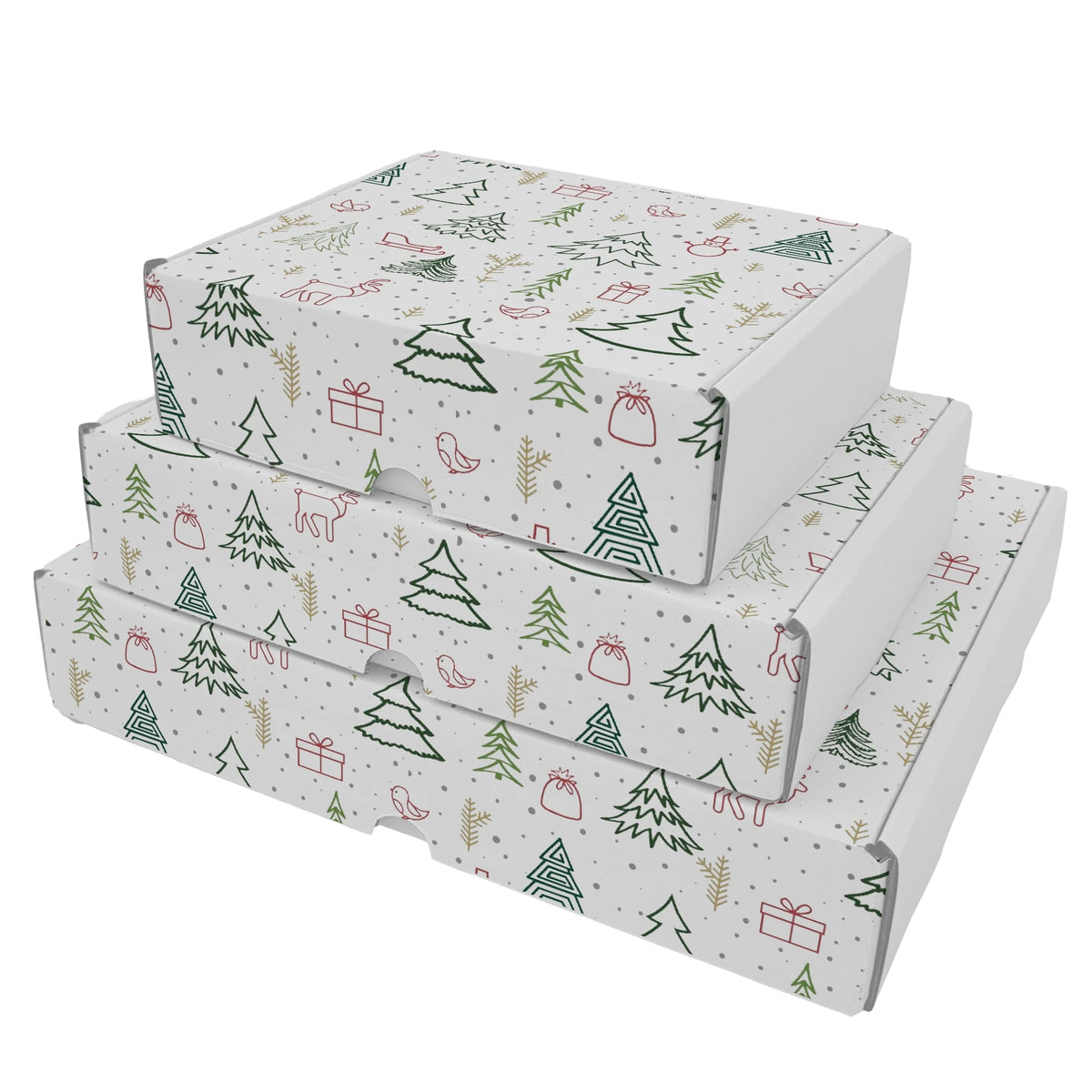 Ucanpack Christmas Packing Boxes 11 x 7 x 3" - 50 Pack Winter Forest Printed Holiday Boxes - Holiday Shipping Box Made In USA